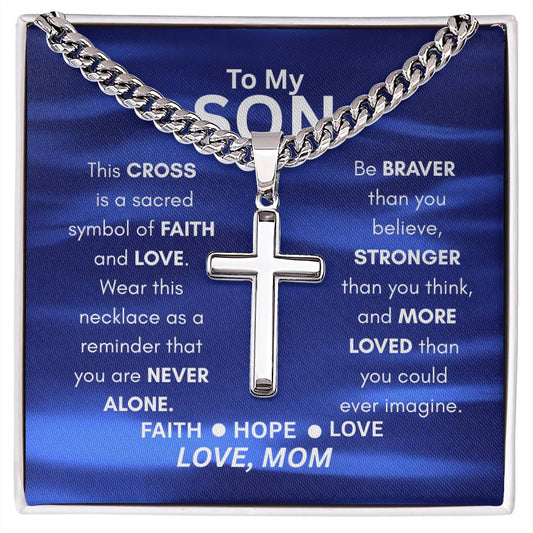 Cross Cuban Link Chain From Mom to Son