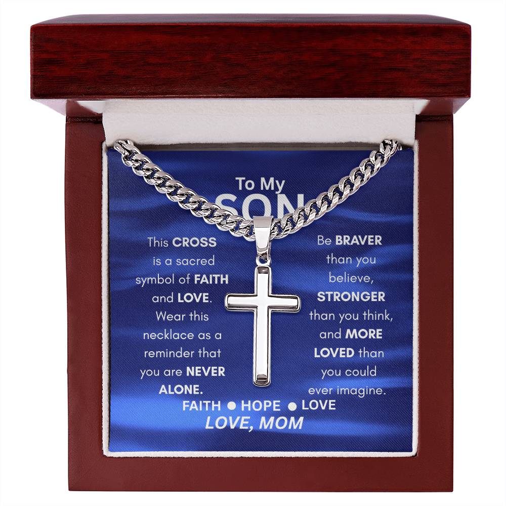 Cross Cuban Link Chain From Mom to Son