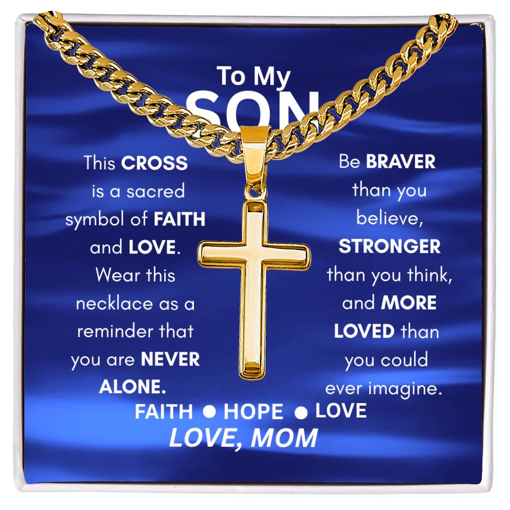 Cross Cuban Link Chain From Mom to Son