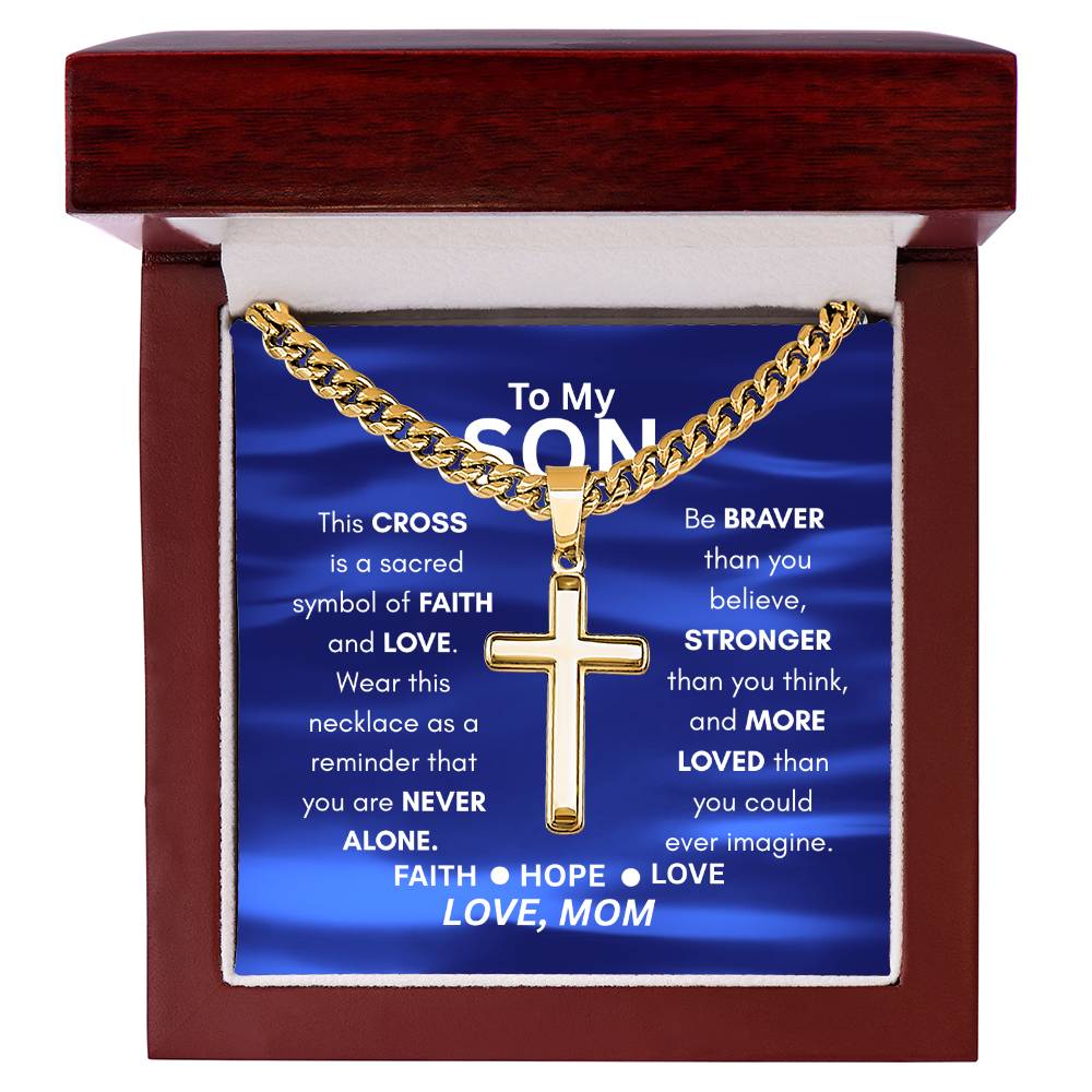 Cross Cuban Link Chain From Mom to Son