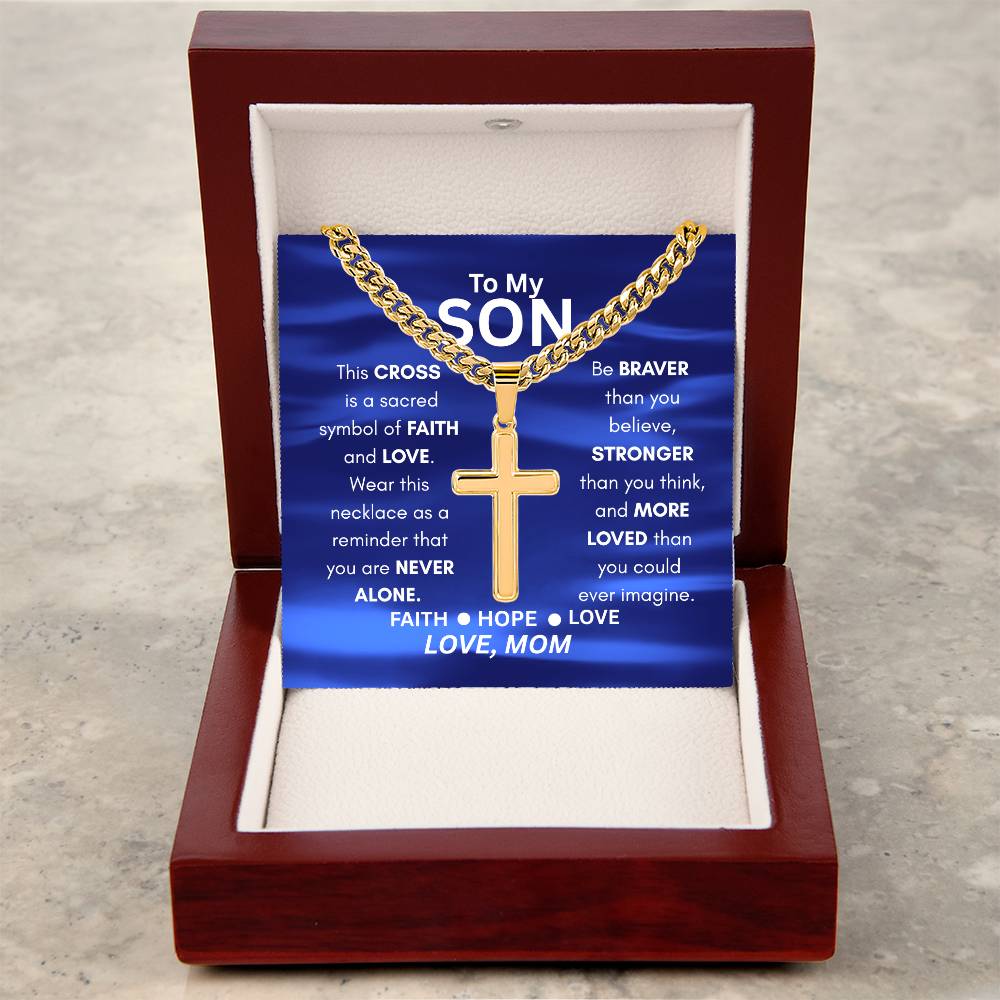 Cross Cuban Link Chain From Mom to Son